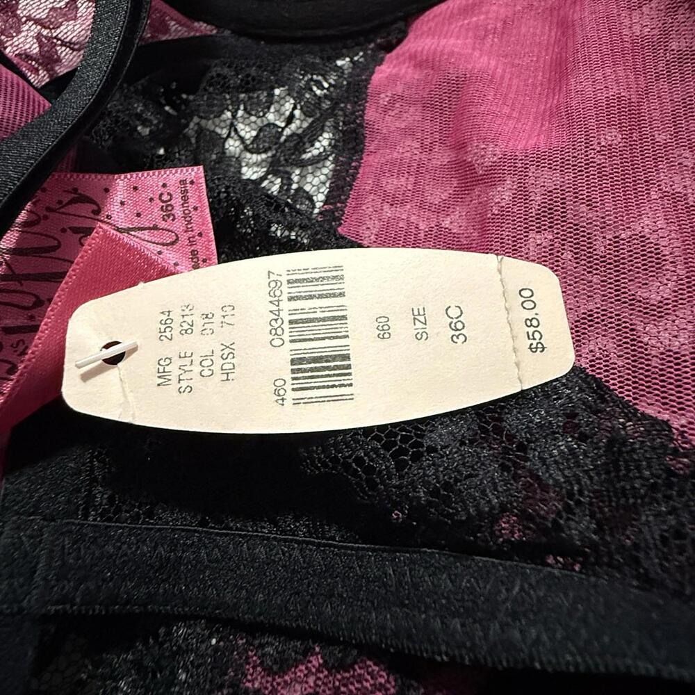 Victoria’s Secret Black Pink Babydoll Chemise Garters 36C Sexy Little Things - Picture 3 of 13